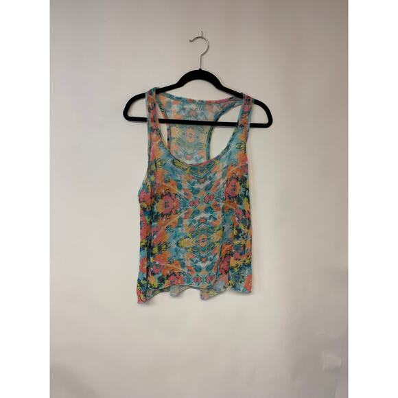 Aeropostale Blouse Sheer SZ XL Racer Back Multi Floral Delicate Boho - Picture 2 of 7
